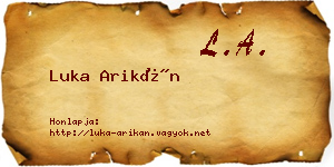 Luka Arikán névjegykártya